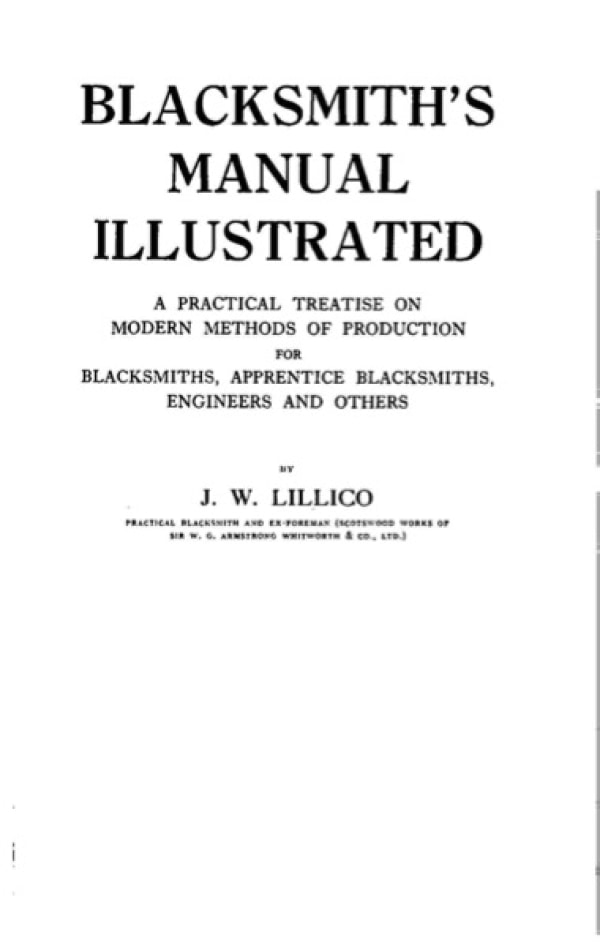 Banner Image of Blacksmiths Manual Illustrated - JW Lillico 1930